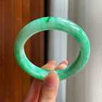 糯冰果绿翡翠平安镯（54.6mm)（yc345454）