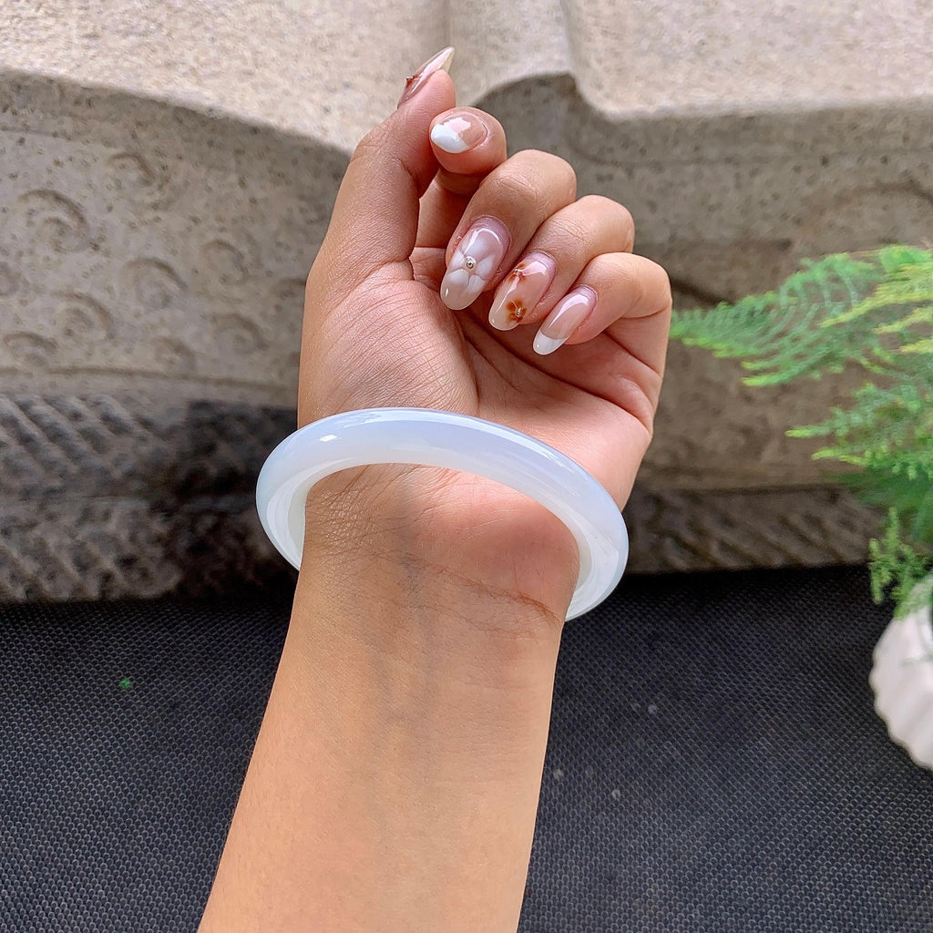 细糯种带底色洒金圆条手镯（56.3mm）（yc257211）