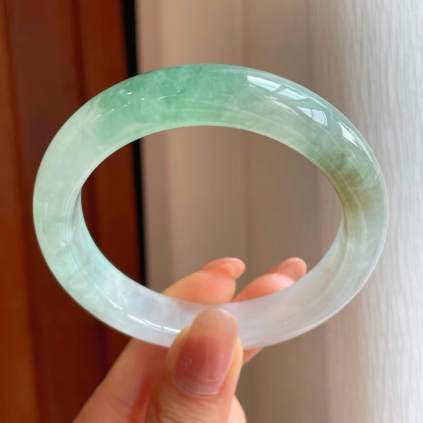 冰种飘花翡翠平安镯（54.2mm)（yc350509）