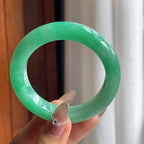 糯冰满绿翡翠平安镯（53mm）