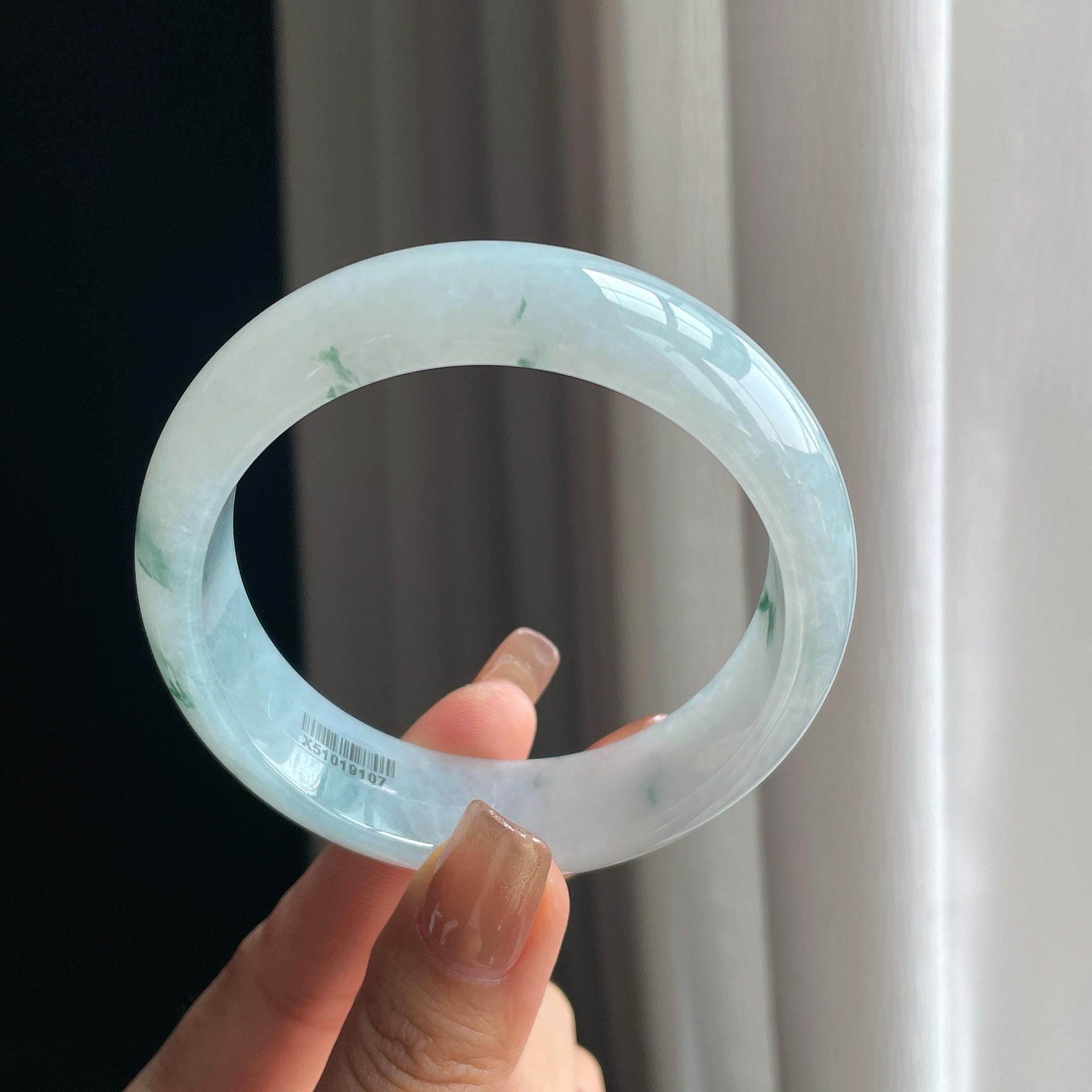 糯冰飘花翡翠平安镯（58.8mm）（yc373949）