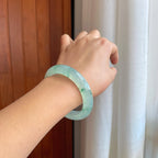 冰种飘花翡翠平安镯（55.7mm）（yc278697）