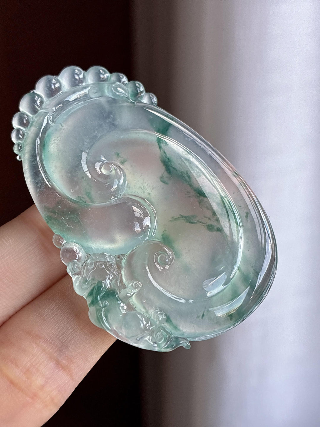 高冰种飘花如意挂件（yc722725）