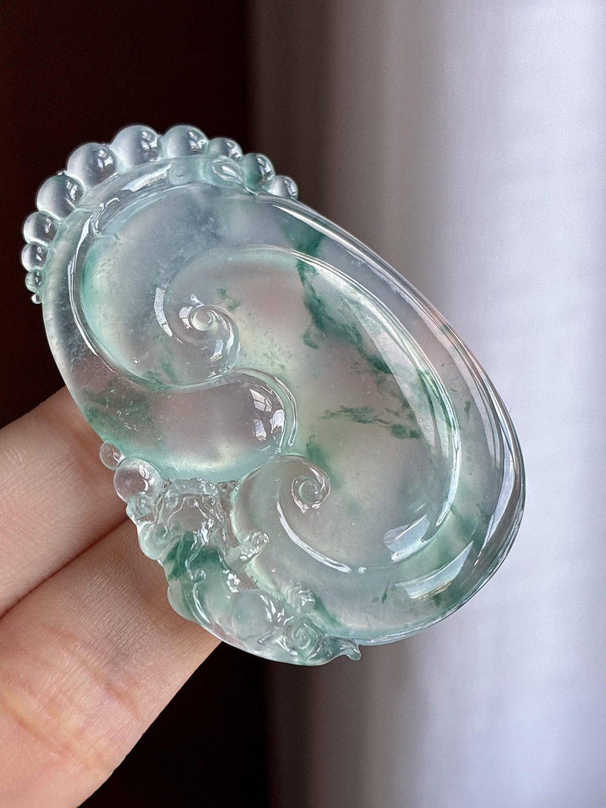 高冰种飘花如意挂件（yc722725）
