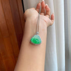 18k金钻镶糯冰带色翡翠佛公（yc257847）