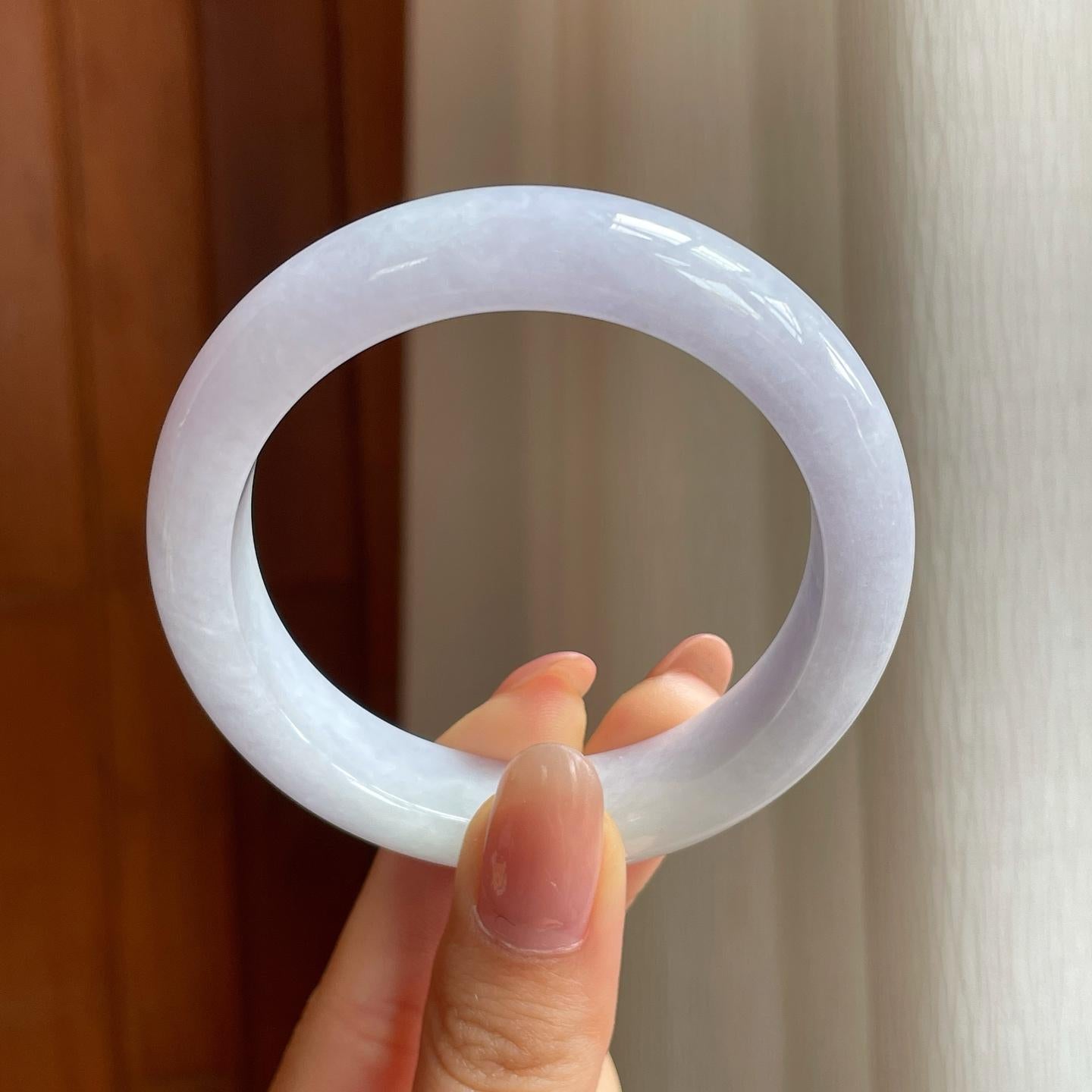 糯冰淡春底翡翠平安镯（53.7mm)（yc345417）