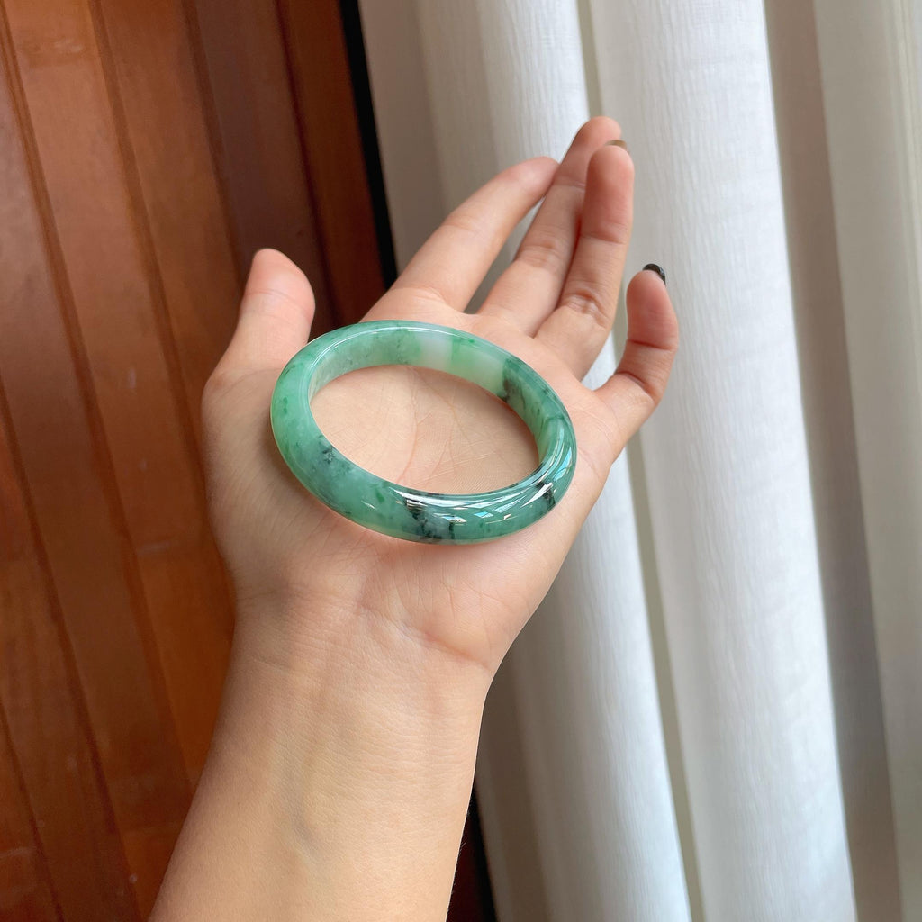 糯种翡翠特色平安镯（52mm）（yc284566）