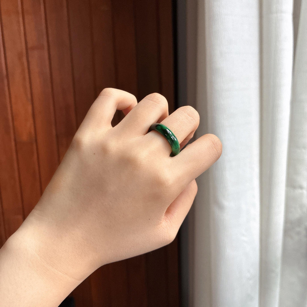 糯冰飘花戒圈 天然缅甸A货翡翠（yc465365）