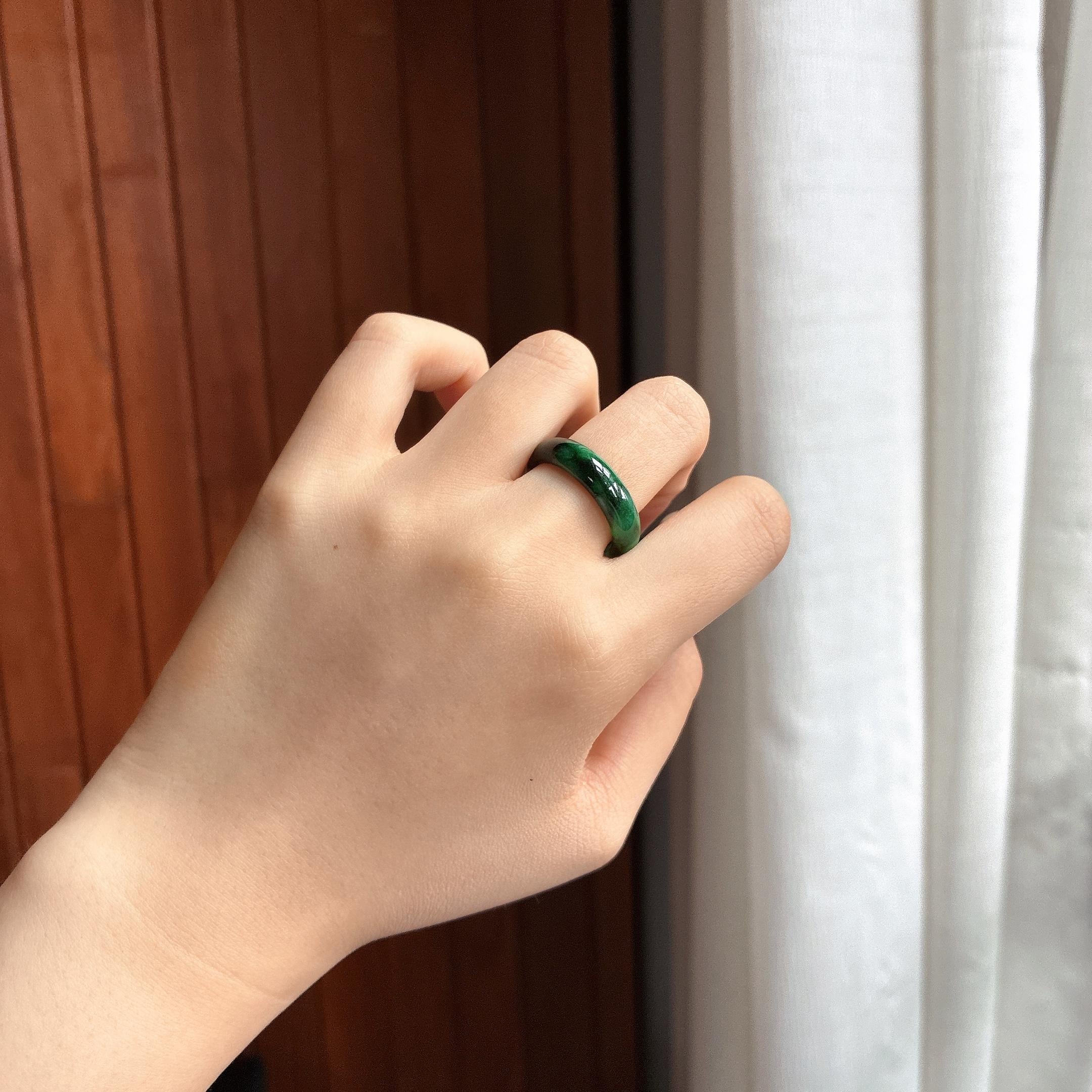 糯冰飘花戒圈 天然缅甸A货翡翠（yc465365）