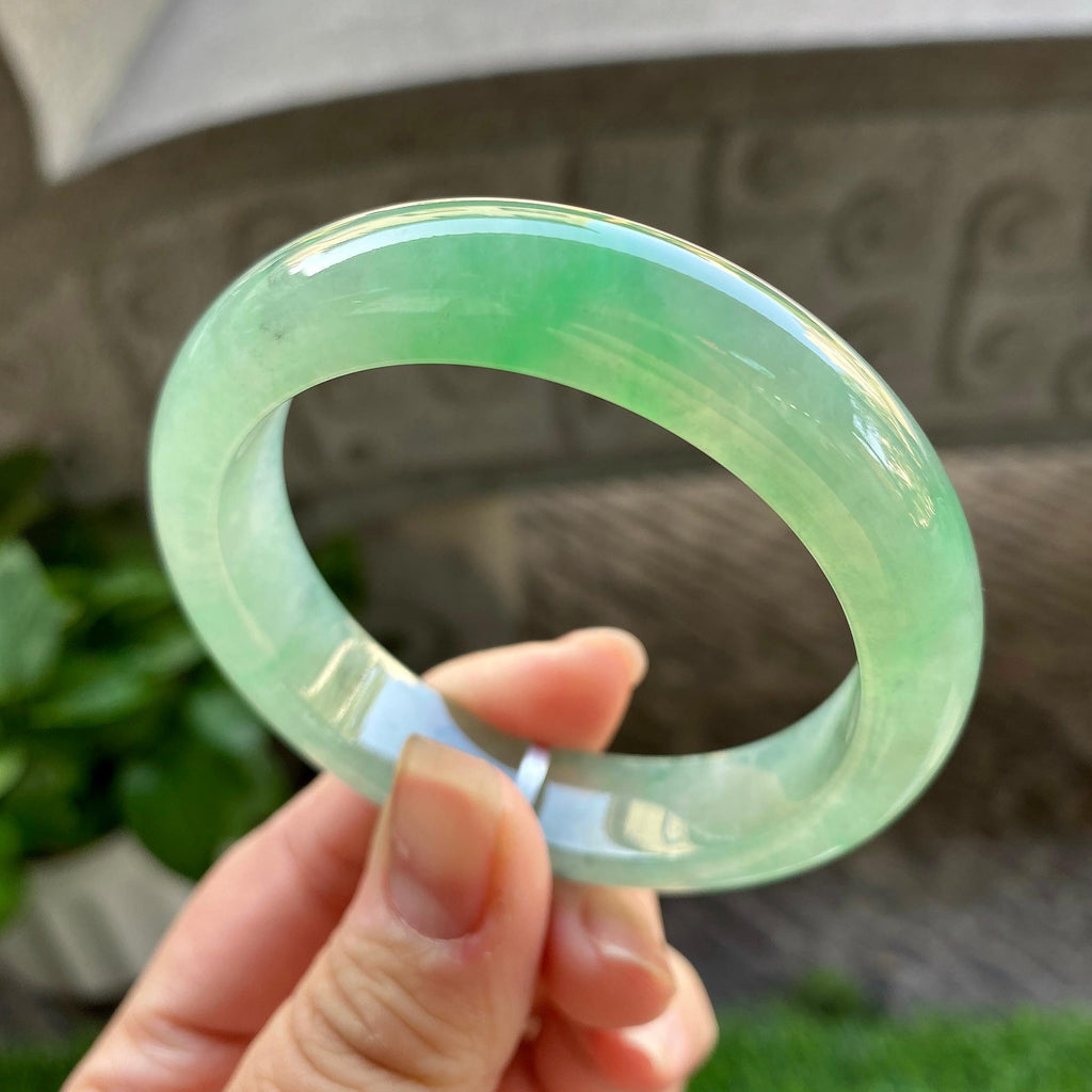 糯冰种晴底飘绿平安镯（53mm）（yc304780）