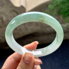 细糯种油青半山水正圈平安镯 57.4圈口 天然缅甸A货翡翠（yc358886）