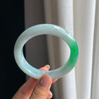 糯冰带色翡翠平安镯（58.5mm)（yc405815）