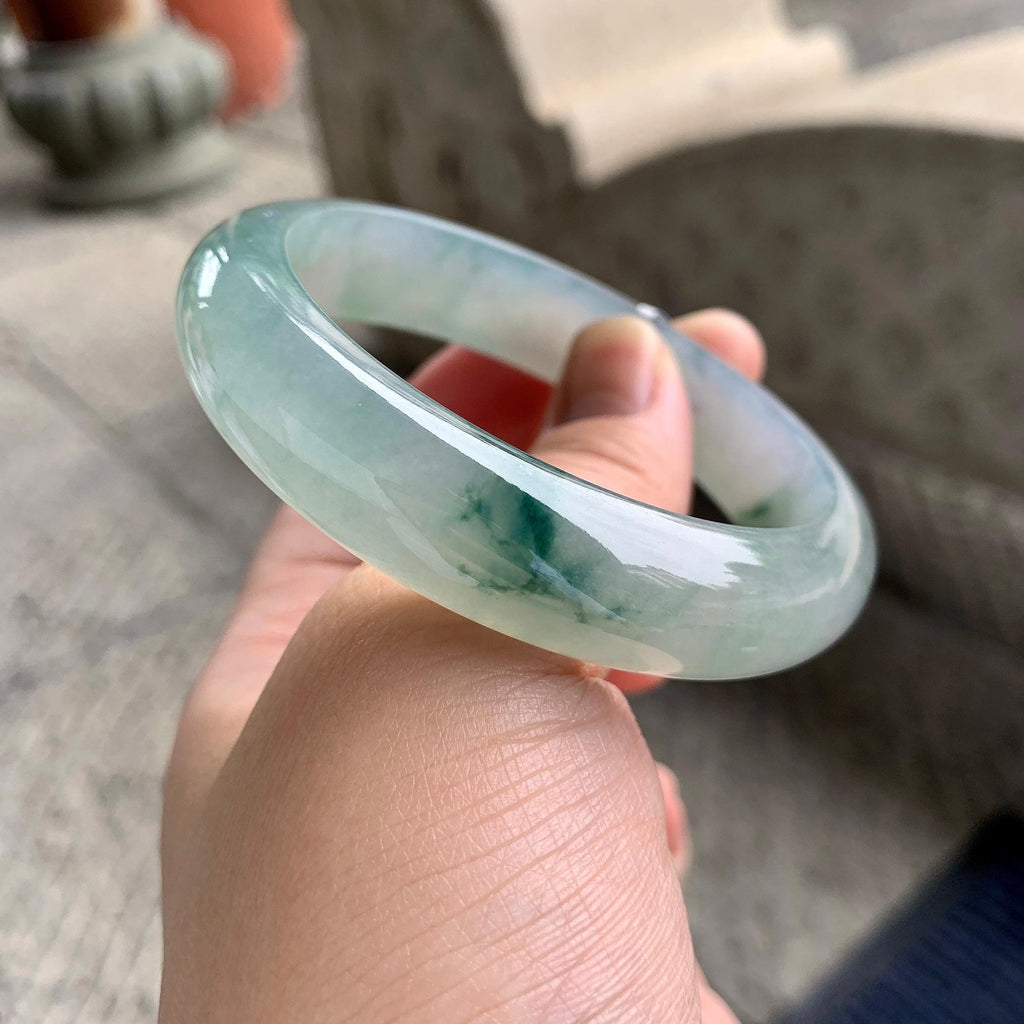 糯冰种飘花平安镯（56mm）（yc228513）