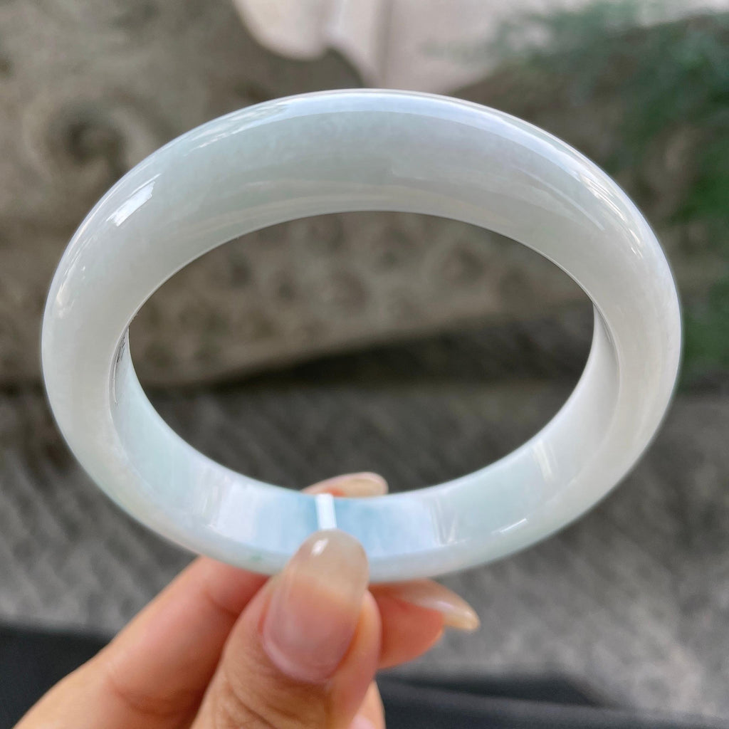 细糯种飘花正圈平安镯57圈口    天然缅甸A货翡翠（yc351369）