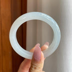 糯冰白月光翡翠平安镯（55.5mm）（yc284960）