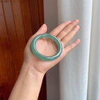 糯冰湖水绿翡翠圆条手镯（53mm)（yc380044）