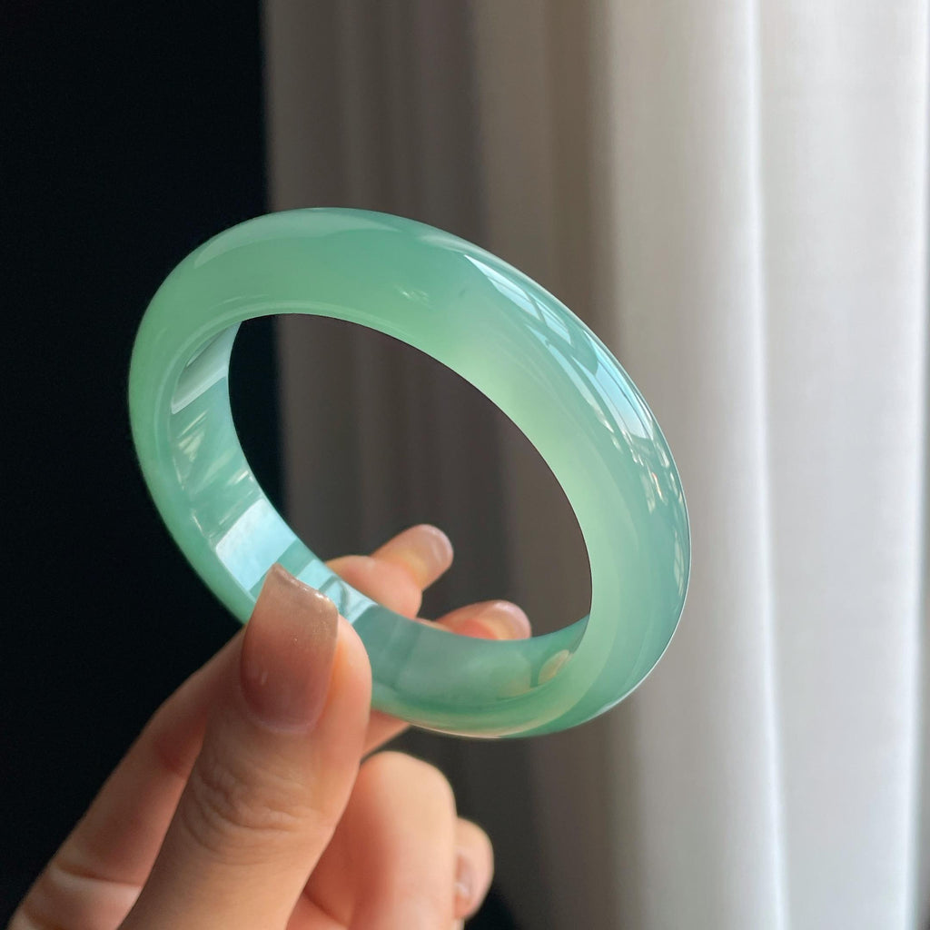 冰种晴底翡翠平安镯（53mm）（yc373422）