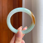 糯冰晴底飘黄翡翠平安镯（58.2mm)（yc375378）