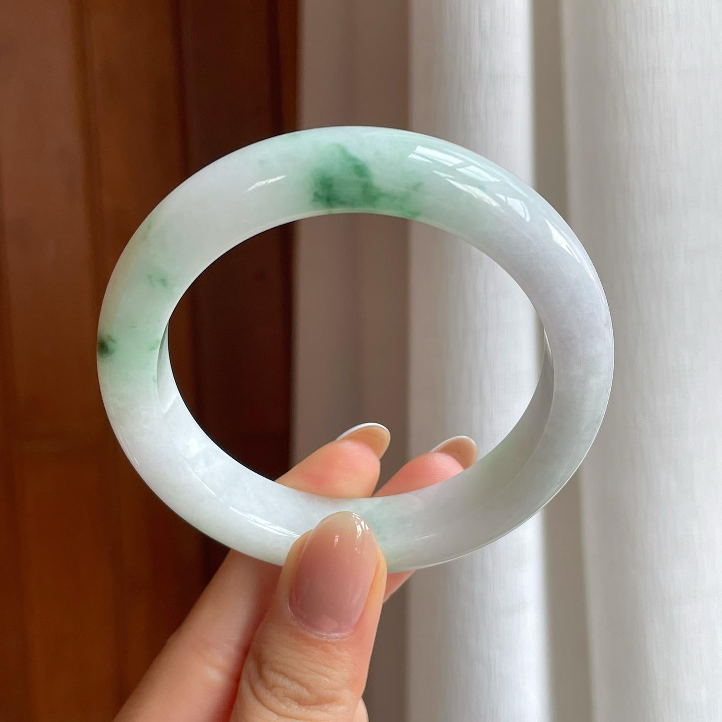 糯冰飘花翡翠平安镯（55.5mm)（yc373930）