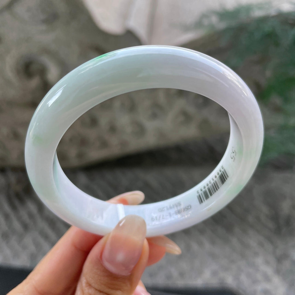 细糯种淡春彩正圈平安镯56圈    天然缅甸A货翡翠（yc351365）