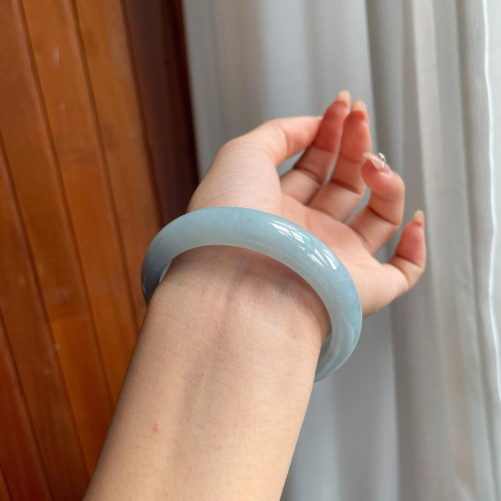糯冰种紫罗兰翡翠平安镯（56mm）（yc194785）