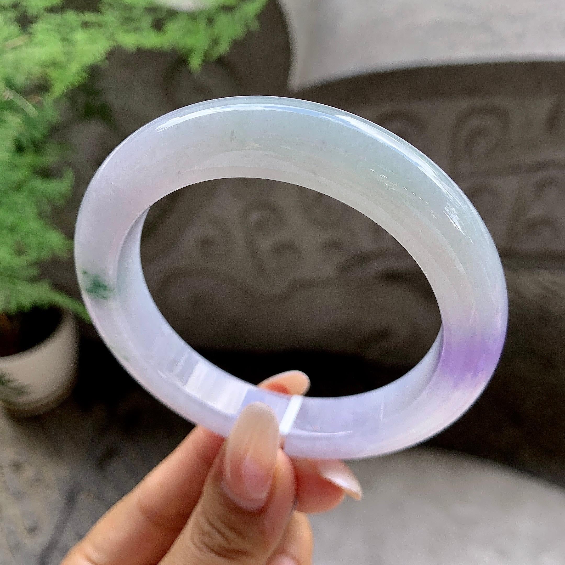细糯种紫罗兰飘花平安镯（60mm）（yc203715）