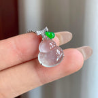 18k金镶冰种无色翡翠葫芦（yc247144）