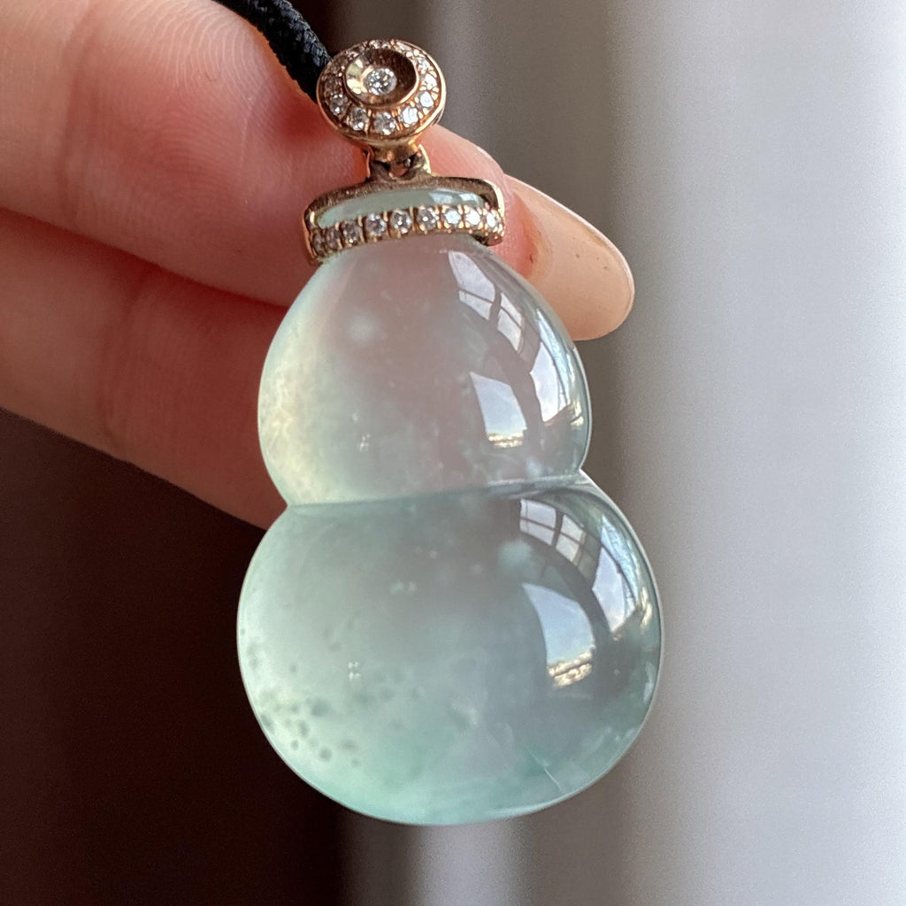 18k金扣头冰种雪花棉葫芦挂件（yc746474）