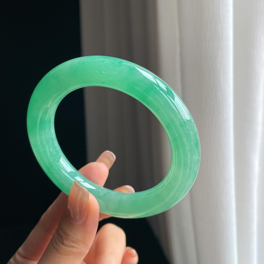 冰种满色翡翠圆条手镯（58.5mm）（yc376772）