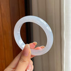 糯冰白月光洒金翡翠平安镯（56.2mm)（yc406311）