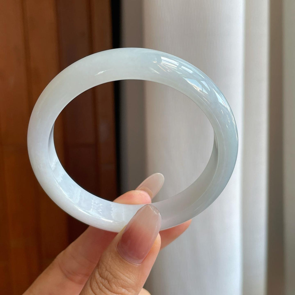 糯冰白月光翡翠平安镯（59.5mm）（yc268101）
