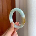 糯冰黄翡翡翠平安镯（53.4mm)（yc373884）