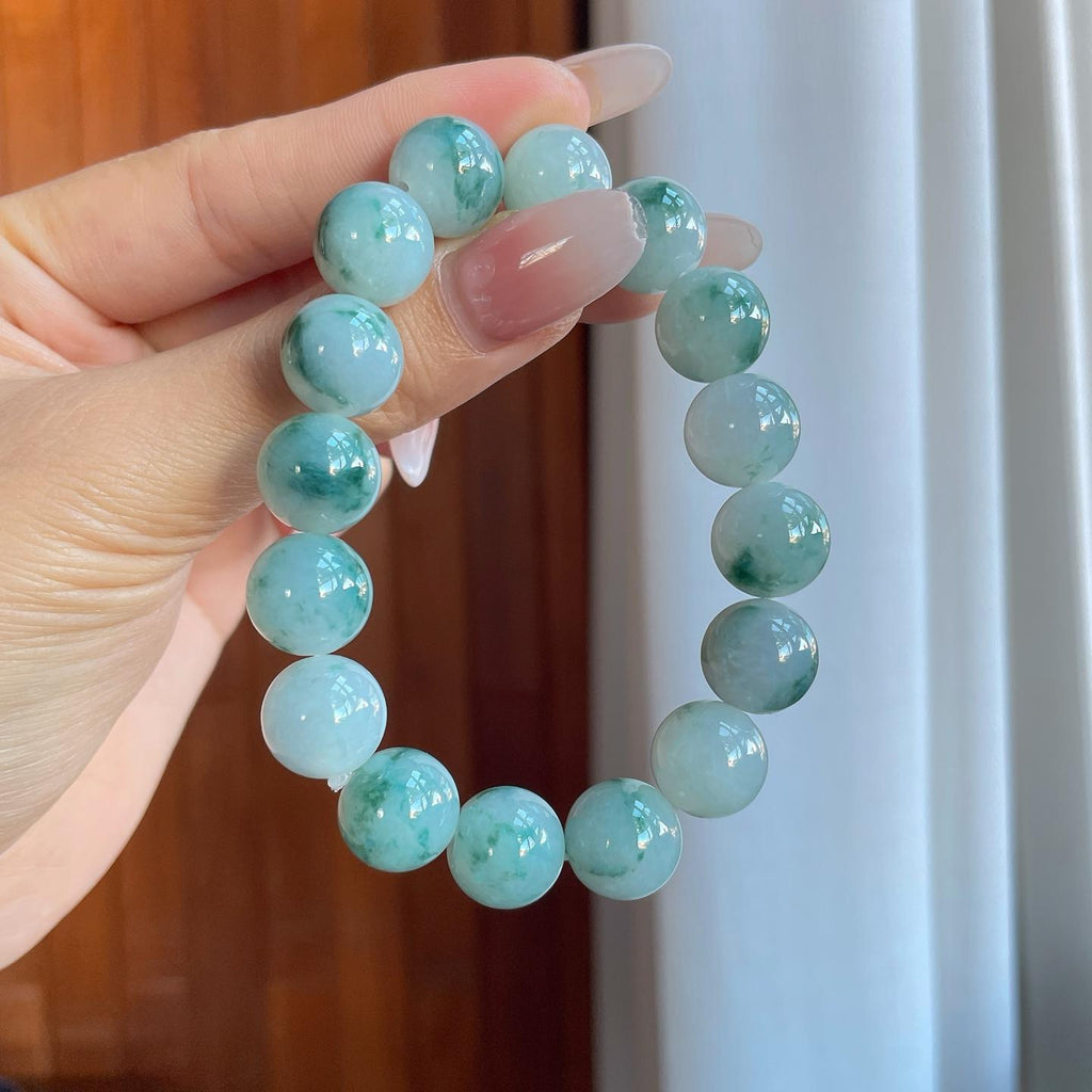 糯冰飘花翡翠珠串手串（yc266475）