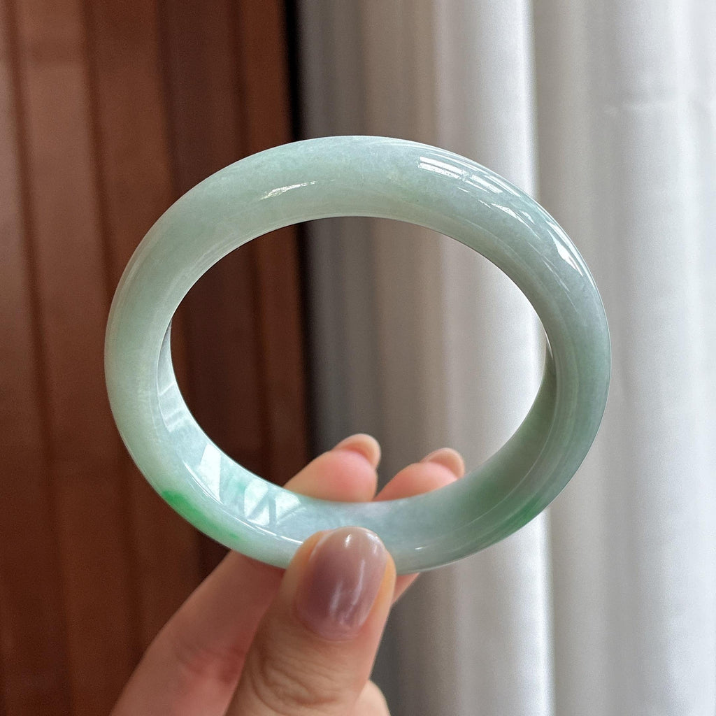 细糯种飘花正圈平安镯 54圈 天然缅甸A货翡翠（yc502744）
