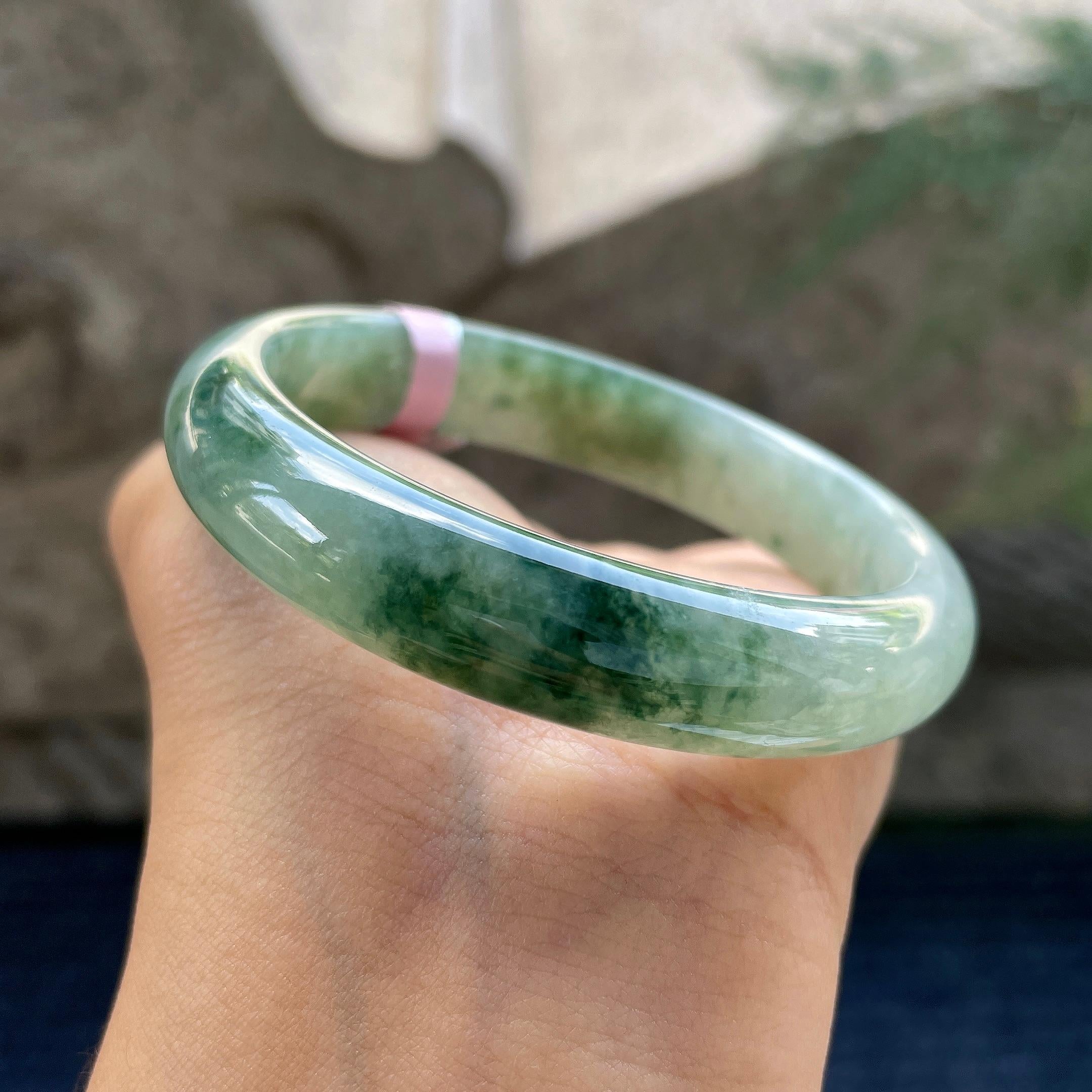 细糯种飘花正圈平安镯570.2圈      天然缅甸A货翡翠（yc426020）