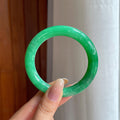 糯冰满绿翡翠圆条手镯（54mm)（yc436480）