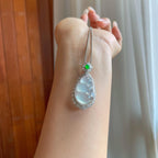 18k金钻镶冰玻种无色翡翠福豆（yc269026）