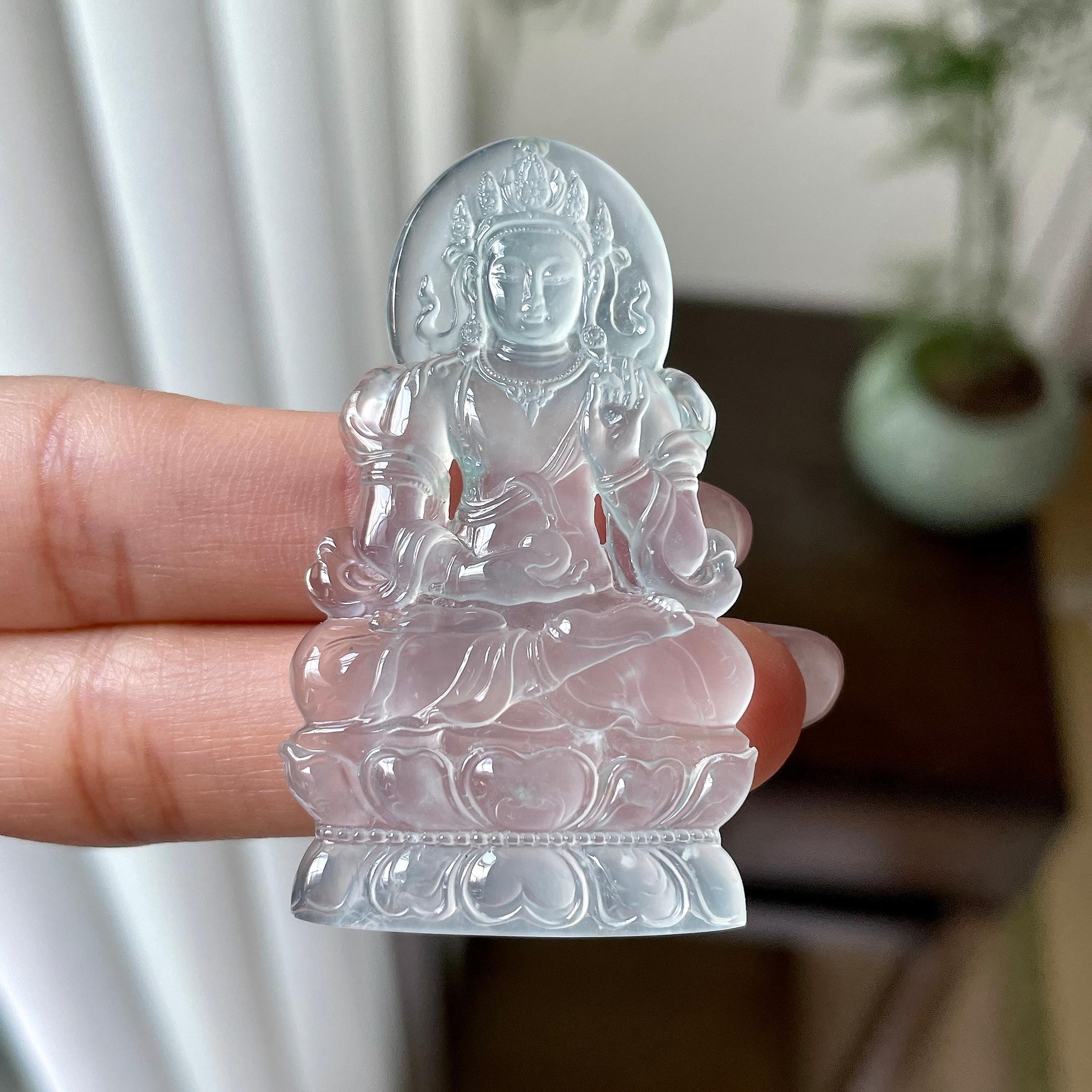 冰种淡晴水度母挂件（yc312575）