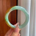 糯冰特色黄翡圆条翡翠手镯（53.3mm）（yc353520）