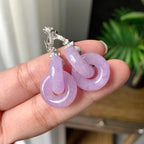 18K金钻镶糯冰种紫罗兰环环相扣耳坠（yc253840）