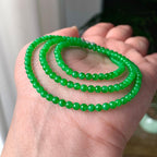 糯冰种阳绿小米珠链（161颗） 天然缅甸A货翡翠（yc355302）