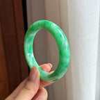 糯冰满绿翡翠平安镯54圈（yc425671）