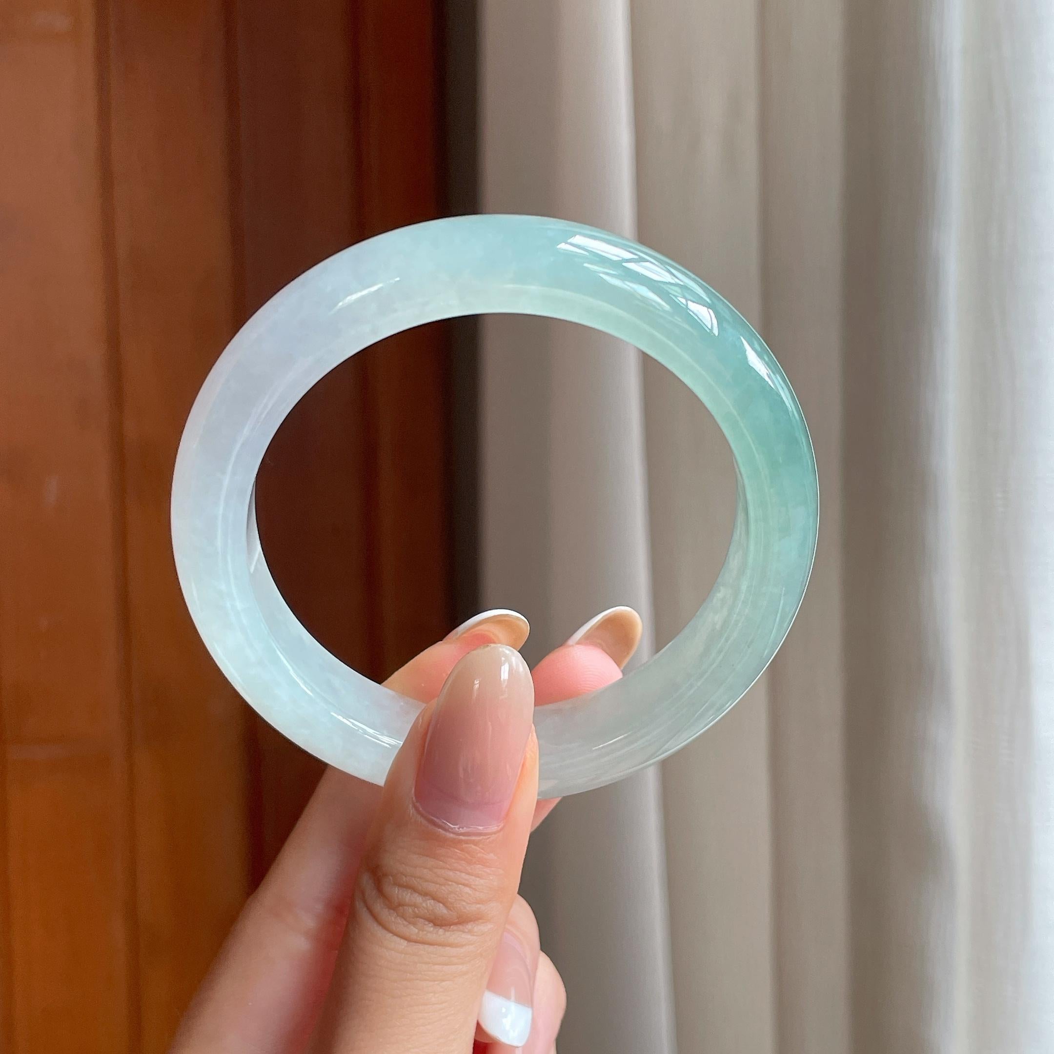 糯冰半山半水翡翠平安镯（55.5mm)（yc414433）