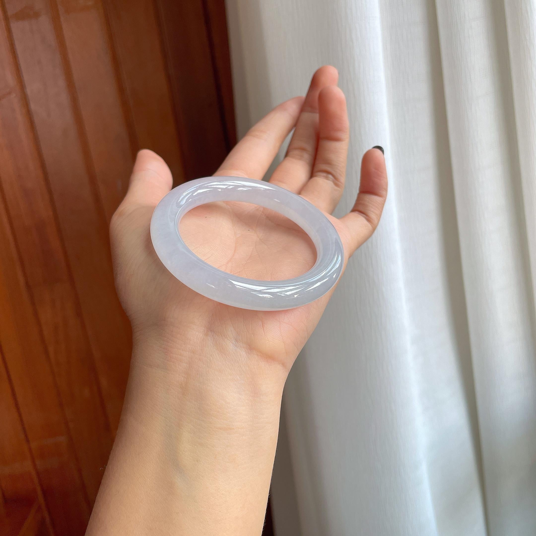 冰种圆条翡翠手镯（52mm）（yc286196）