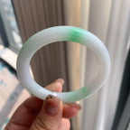 细糯种白底青圆条手镯（53.4mm）（yc293335）