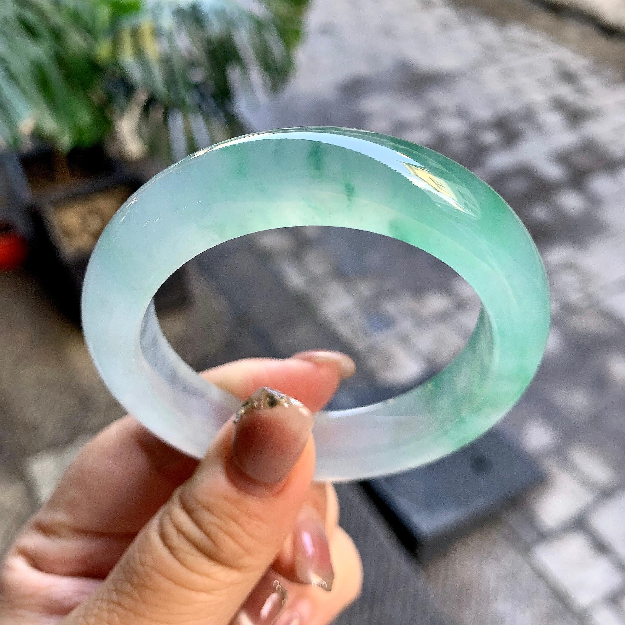 冰种晴水飘花平安镯（54.2mm）（yc292656）