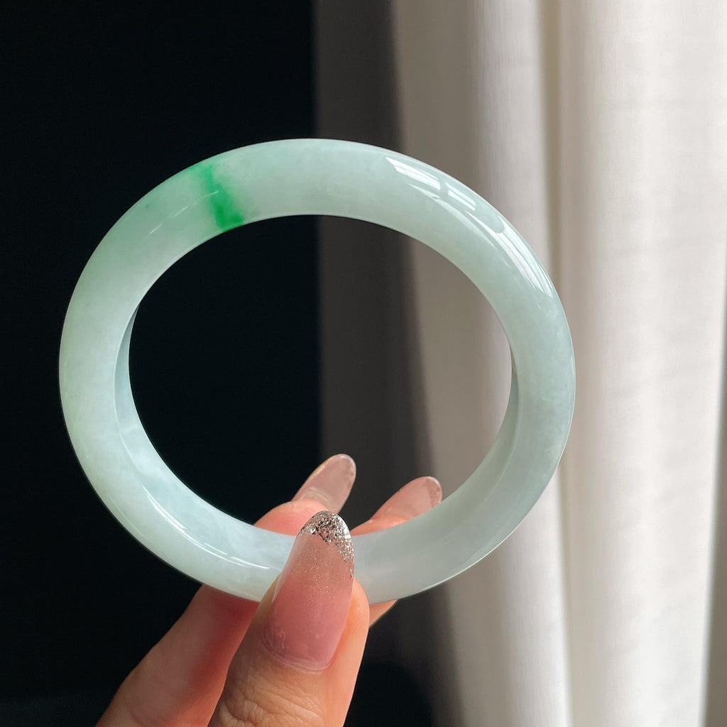 糯冰飘一抹翠色翡翠平安镯（59mm）（yc354254）