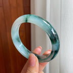 糯冰水墨花翡翠平安镯（57.8mm）（yc333814）