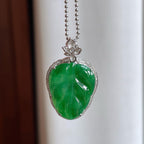 18k金镶糯种满绿翡翠叶子（yc251709）