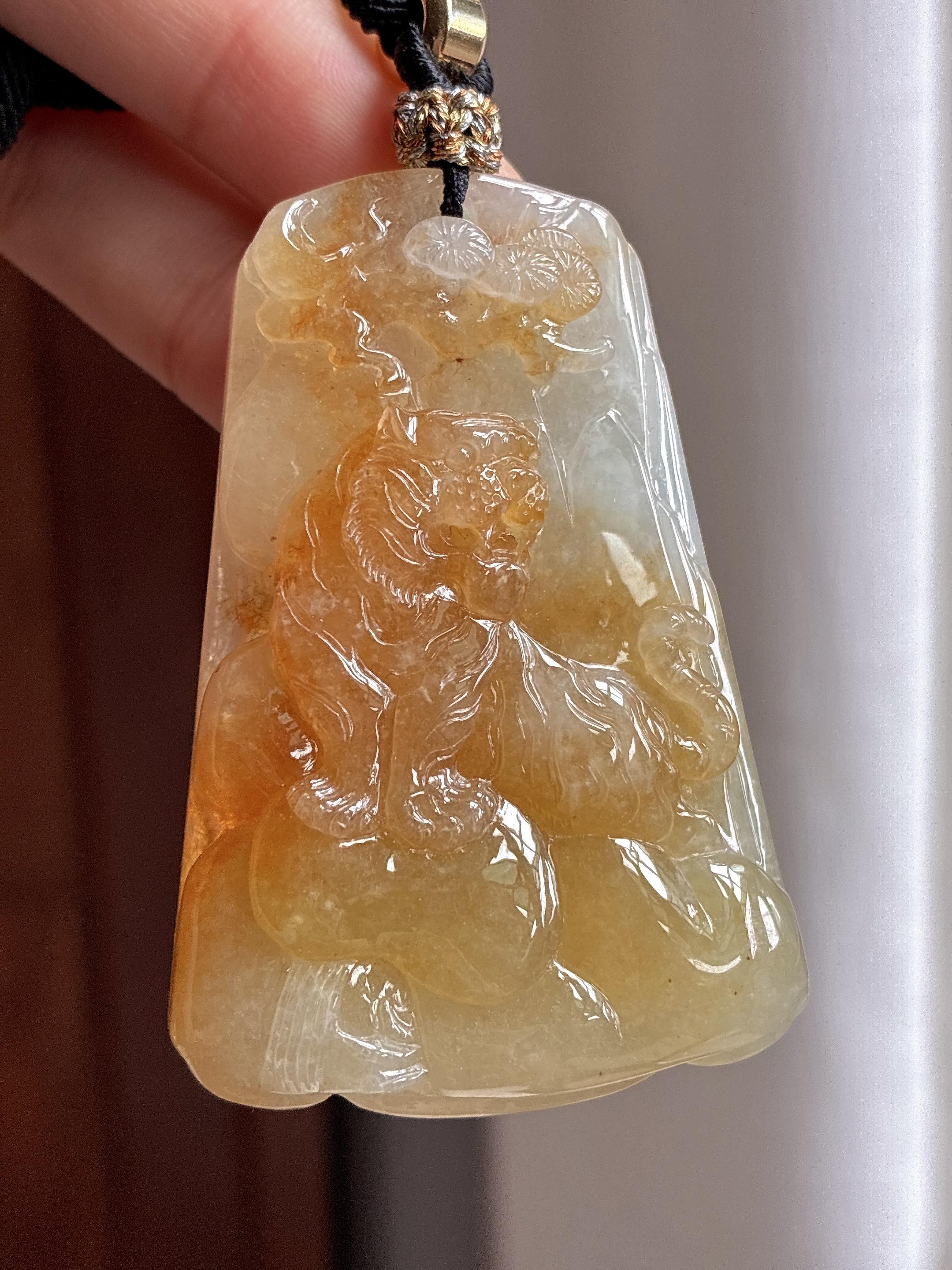 糯冰黄翡虎牌挂件 天然缅甸A货翡翠（yc481777）